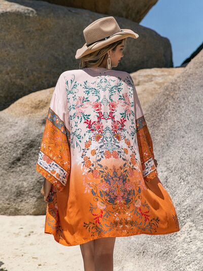 Printed Open Front Long Sleeve Cover - Up - Bela Fils BoutiqueWomen's ClothingBela Fils Boutique